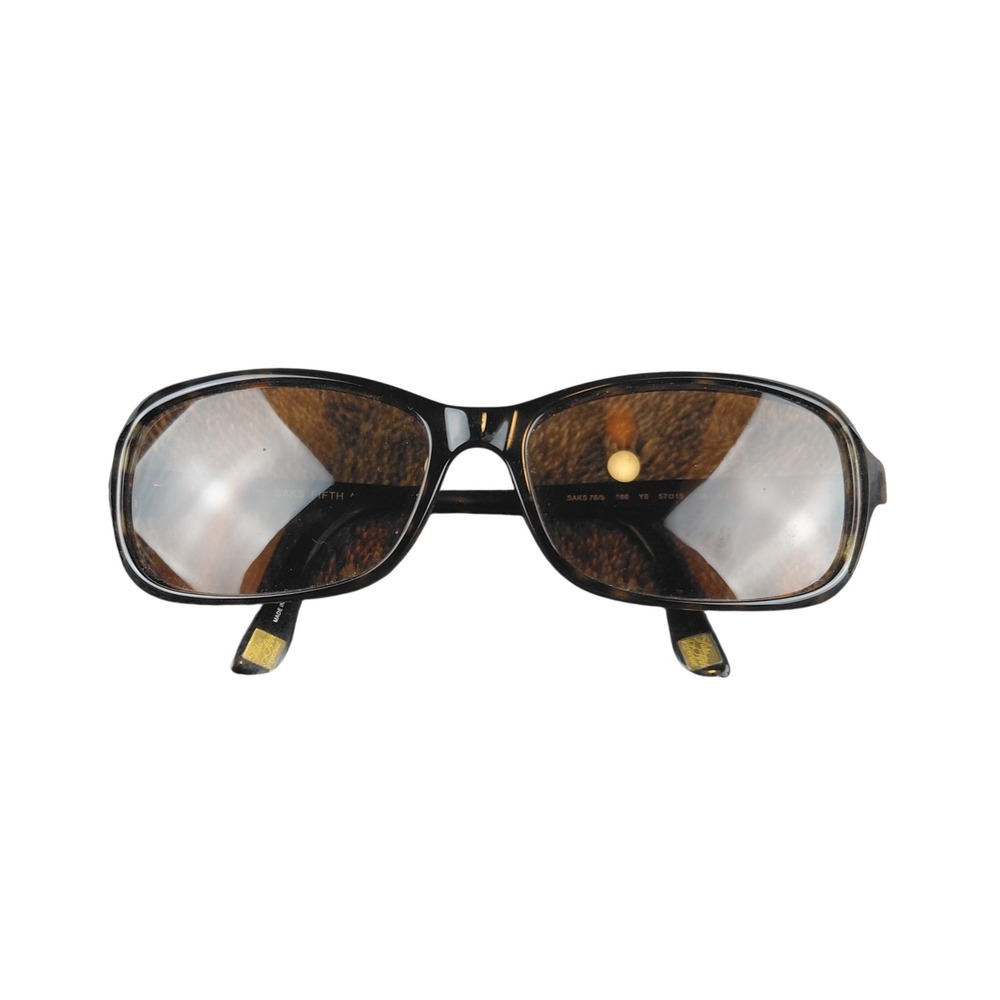 Saks Fifth Avenue SAKS 76/S Tortoise Shell Rectangular Sunglasses Brown Tinted